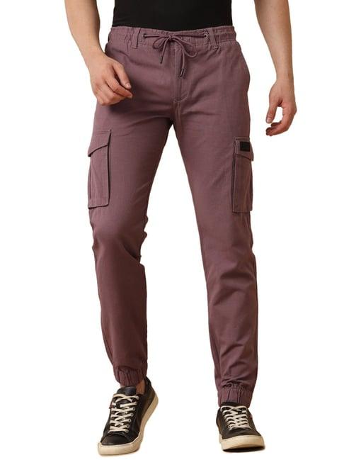 cavallo by linen club purple linen slim fit  trousers