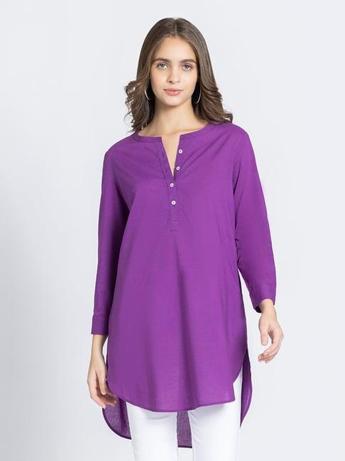 shaye purple cotton regular fit kurti