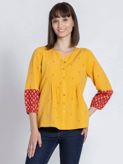 shaye yellow printed kurti