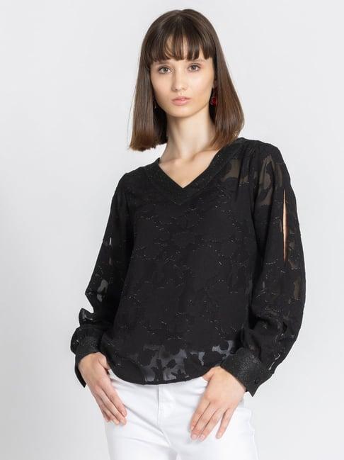 shaye black textured top