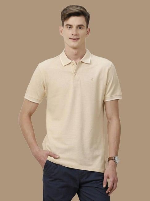 cavallo by linen club beige linen contemporary fit polo t-shirt