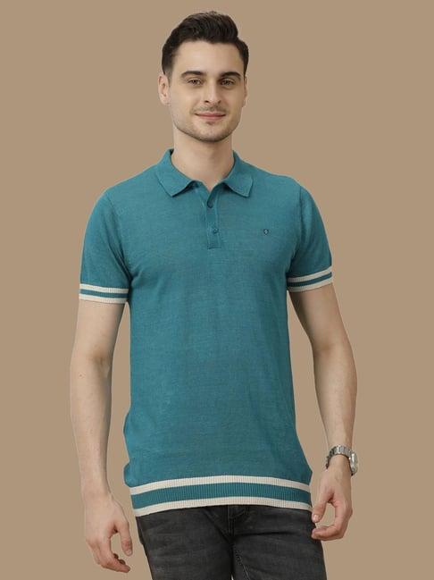 linen club turquoise blue linen contemporary fit polo t-shirt