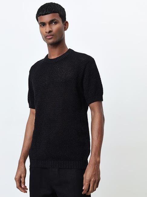 eta by westside black knitted relaxed fit t-shirt