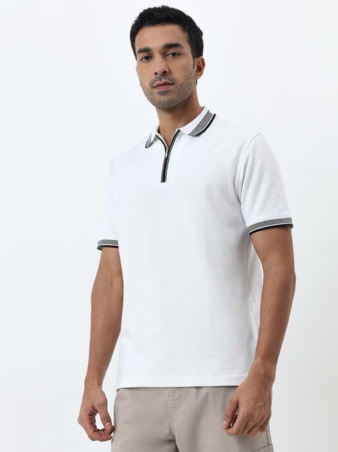 wes casuals by westside white relaxed-fit polo t-shirt