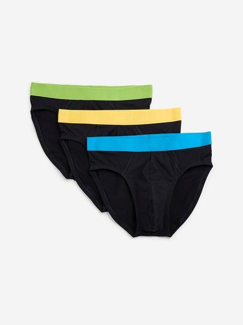 wes lounge by westside black cotton blend briefs - pack of 3