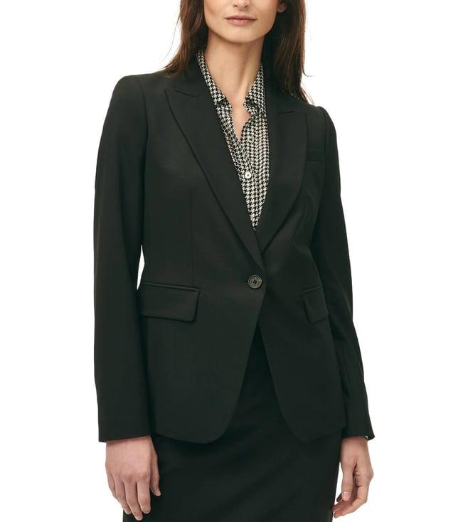 brooks brothers black single-breasted peak lapel blazer in stretch crepe