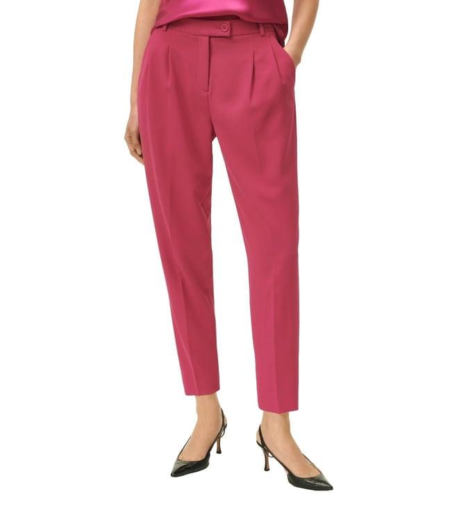 brooks brothers pink cropped fine twill crepe pants