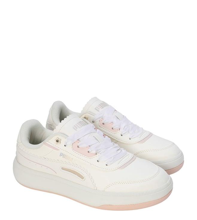 puma women's pristine & light sand & island pink tori pixie res sneakers