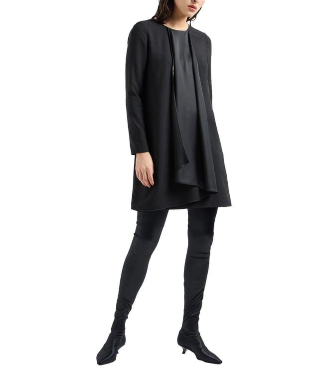 emporio armani black solid regular drapped fit dress