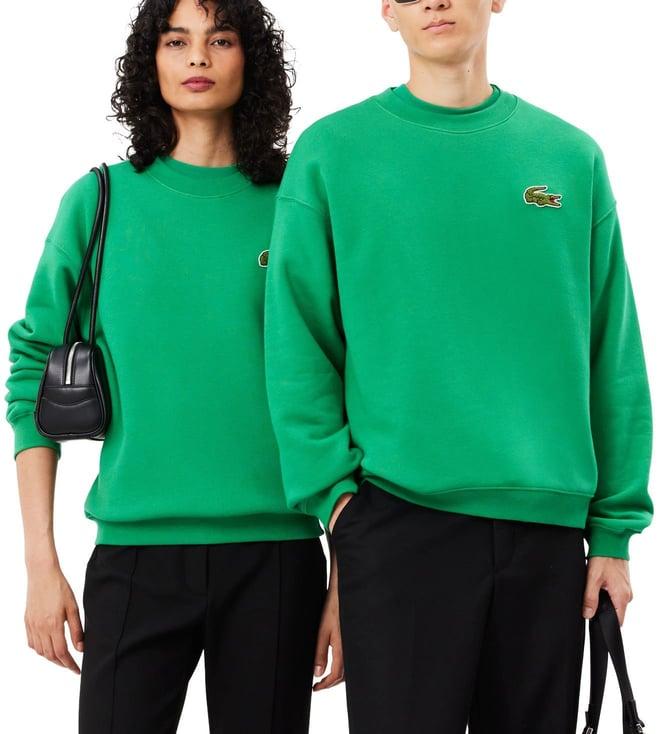 lacoste green loose fit badge sweatshirt