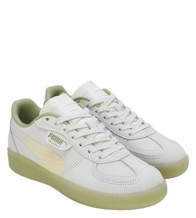 puma women's vapor gray & creamy vanilla & calming green palermo moda selva sneakers