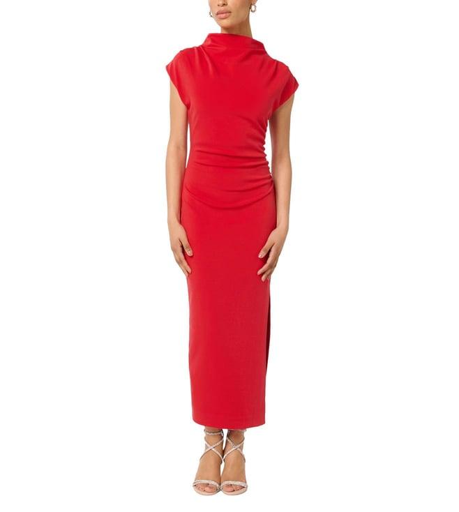 forever new strawberry red samantha petite fitted bodycon midi dress