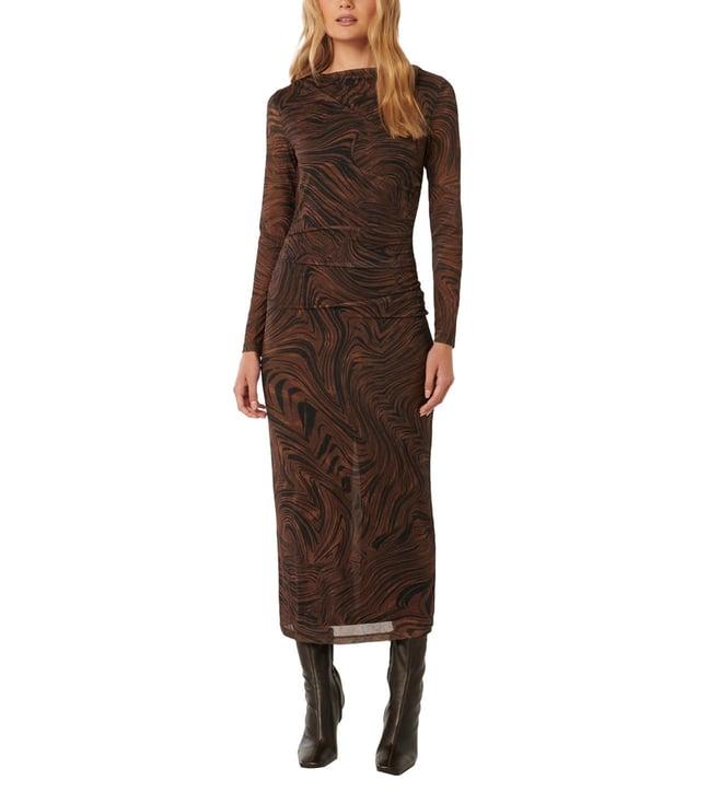 forever new kallara abstract loretta ruched side fitted midi dress