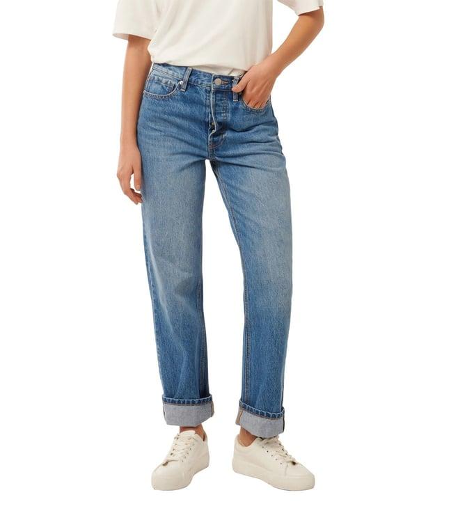 forever new straight blue nicole turn up high rise jeans