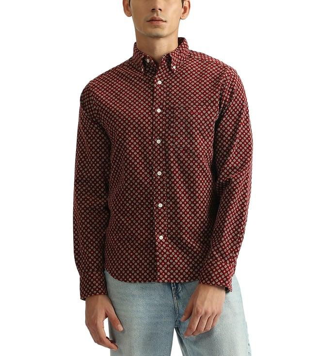 gant red printed regular fit shirt