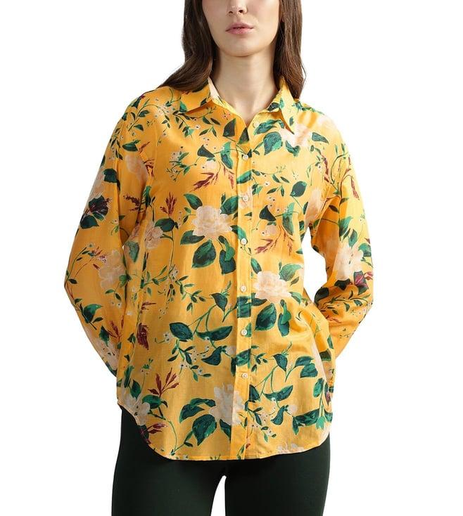 gant yellow floral print relaxed fit shirt