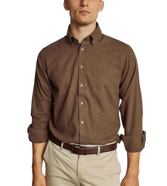 bruun & stengade brown regular fit shirt