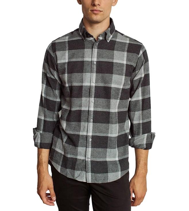 bruun & stengade black checked regular fit shirt