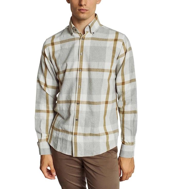 bruun & stengade grey checked regular fit shirt