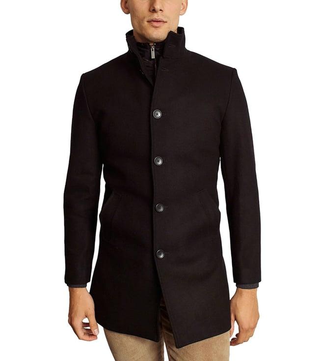 bruun & stengade black slim fit overcoat