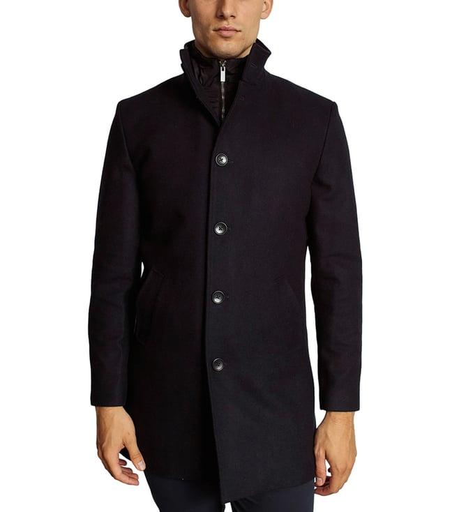 bruun & stengade blue slim fit overcoat