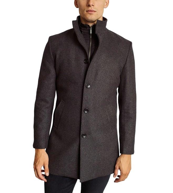 bruun & stengade grey slim fit overcoat