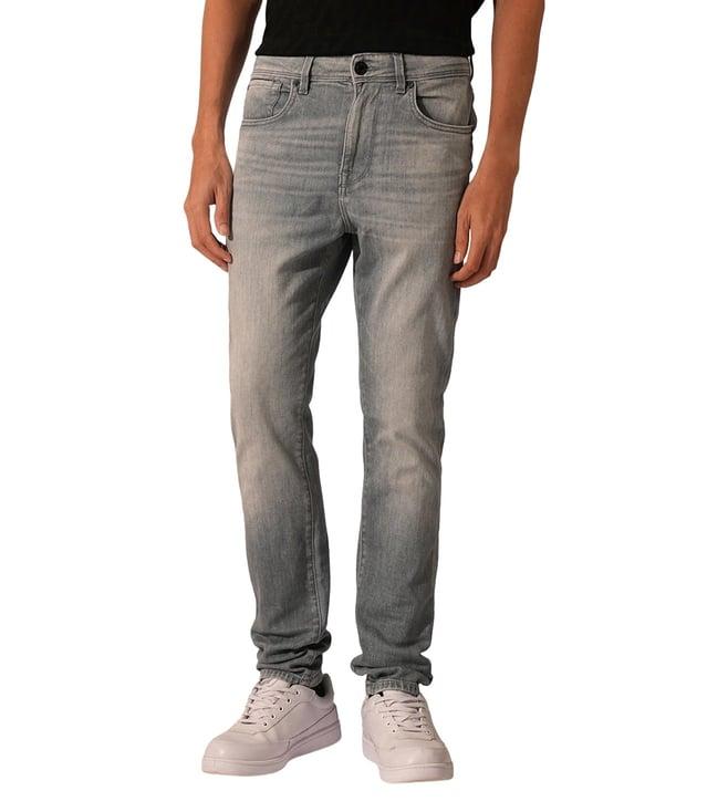 selected homme slim light grey mid rise jeans