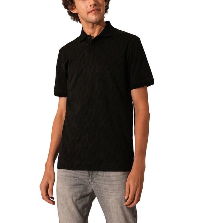 selected homme black logo slim fit polo t-shirt