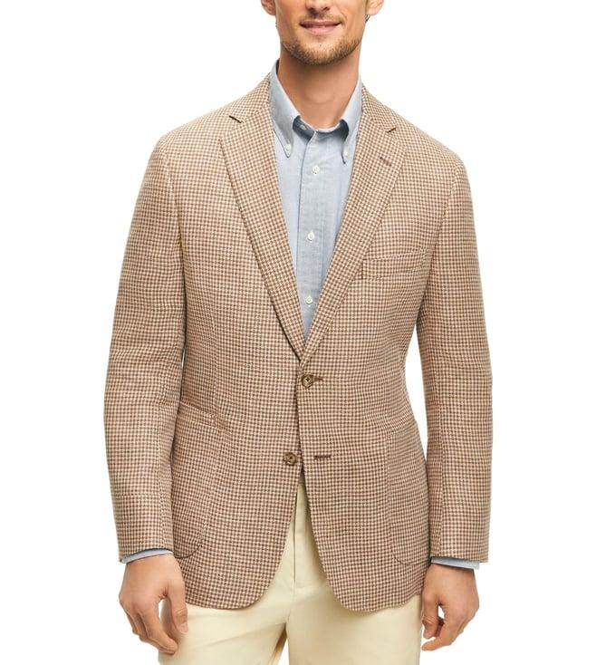 brooks brothers multi classic fit 1818 houndstooth sport coat in linen-wool blend