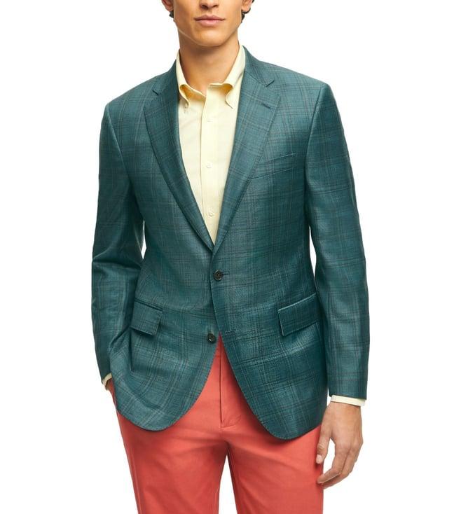 brooks brothers blue classic fit wool check sport coat