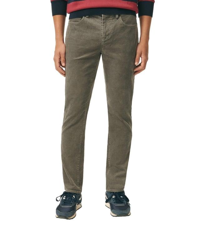 brooks brothers grey slim fit five-pocket stretch corduroy pants