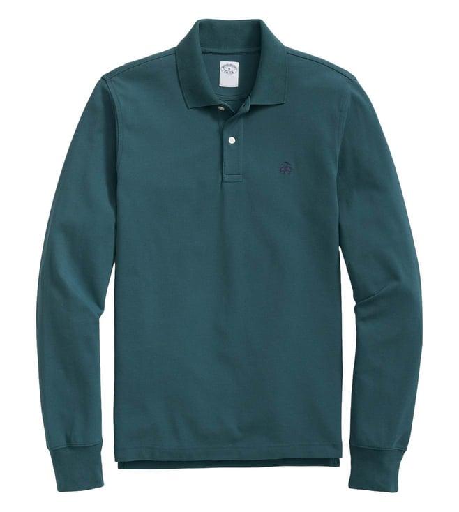 brooks brothers blue golden fleece stretch supima long-sleeve polo t-shirt