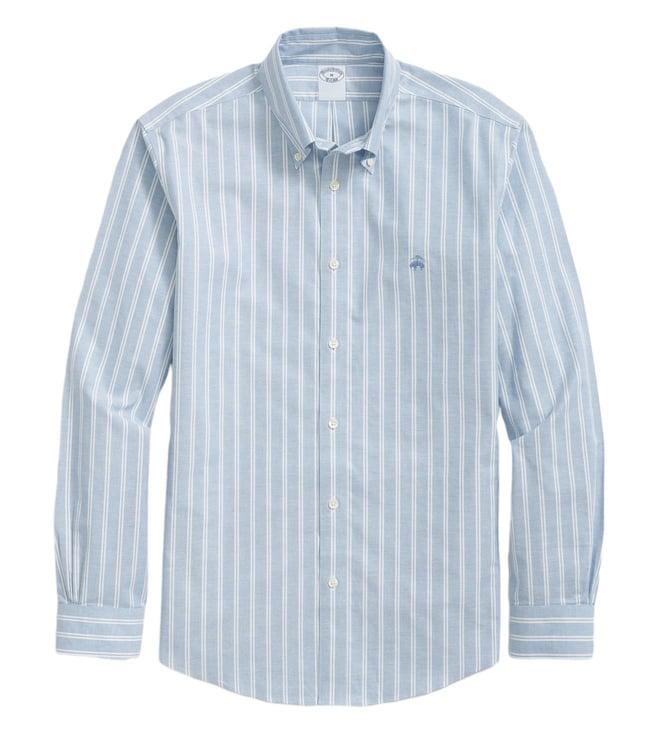 brooks brothers blue regular fitted non iron oxford sport shirt