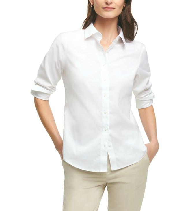 brooks brothers white non iron supima fitted top