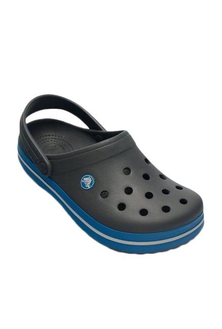 crocs unisex crocband charcoal grey & blue clogs