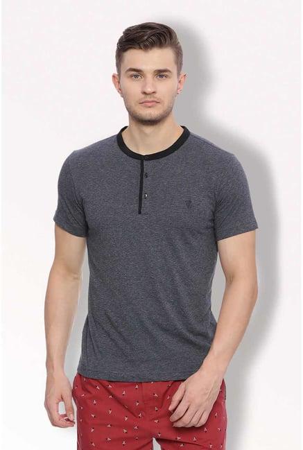 van heusen grey textured t-shirt