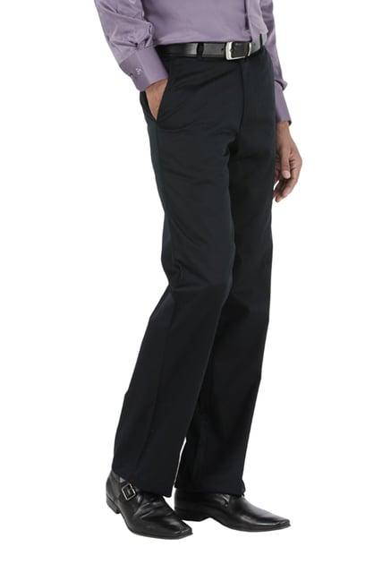 basics navy comfort fit mid rise trousers