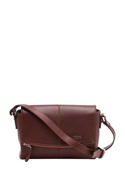 tohl rp 1 madison brown stitched leather flap sling bag