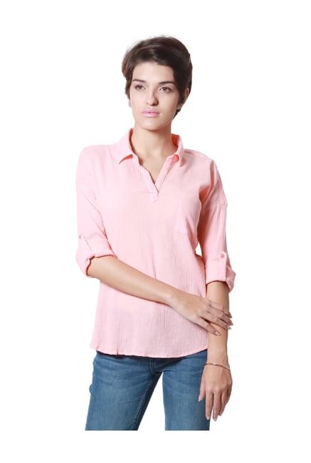 people pink regular fit cotton top