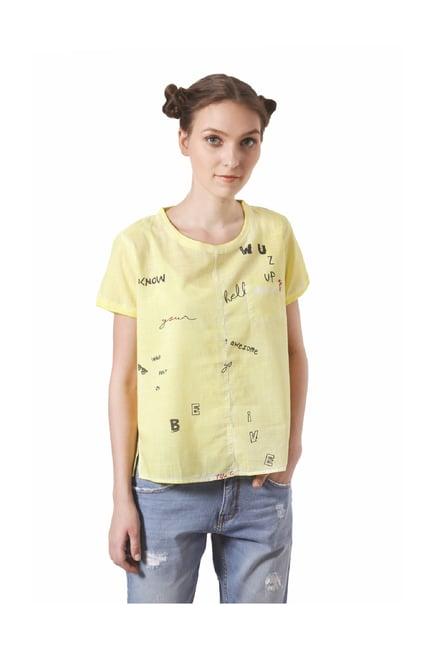 people yellow printed cotton top