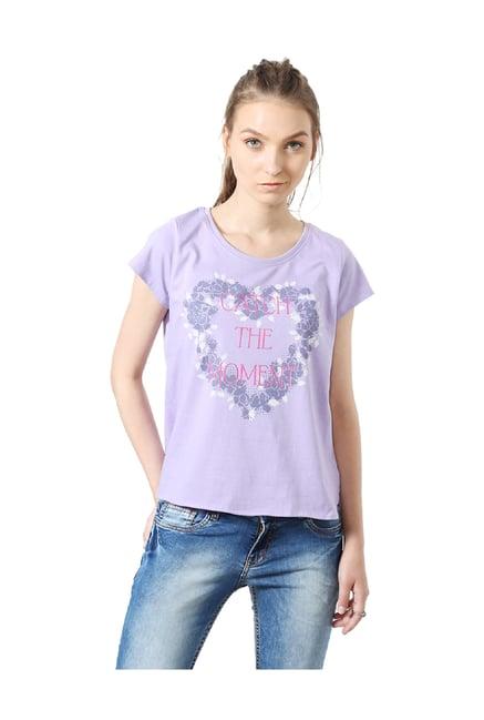 people lilac printed t-shirt