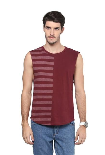 hypernation maroon full sleeves regular fit t-shirt