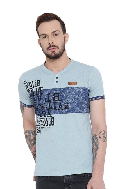 duke stone blue cotton henley t-shirt