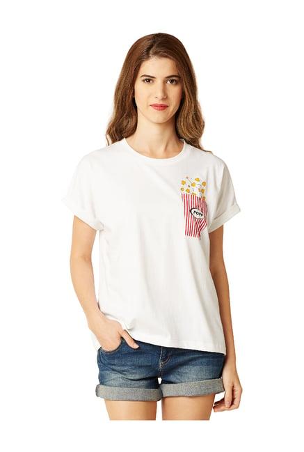 miss chase white printed cotton t-shirt