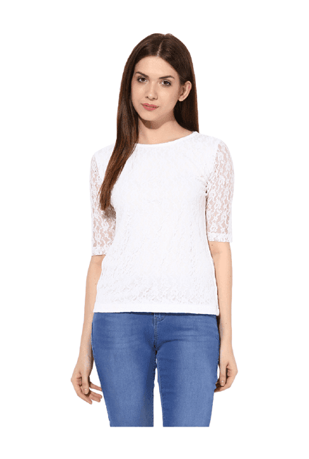 miss chase white lace lace top