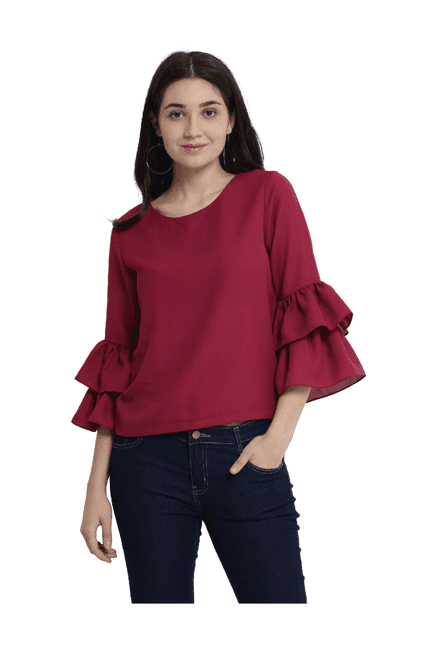 miss chase magenta crepe top