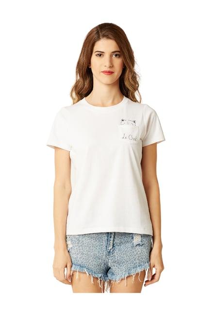 miss chase white printed cotton t-shirt