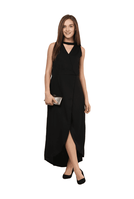 miss chase black slim fit maxi dress