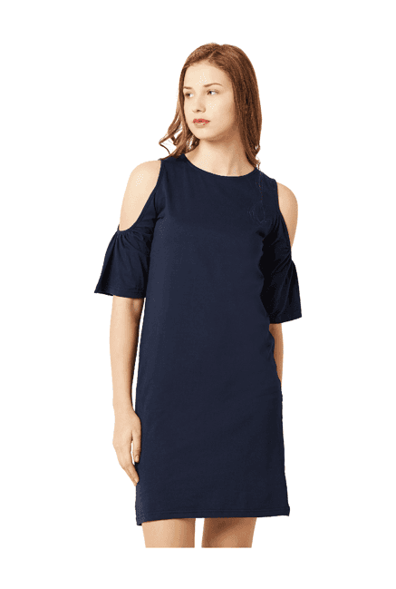 miss chase navy relaxed fit above knee dress