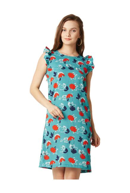 miss chase blue floral print above knee dress